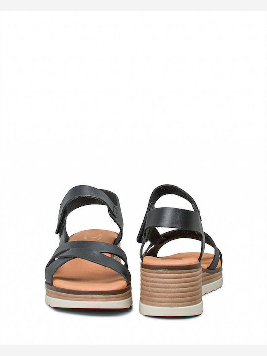 Women's Leather Platform Shoes Black