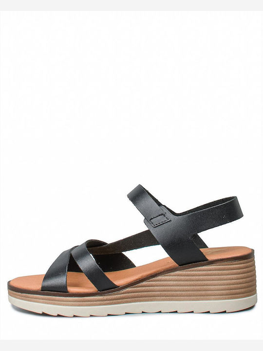 Women's Leather Platform Shoes Black