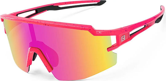 Rockbros Cycling Glasses with Pink Frame & Polarized Lenses