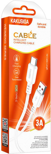 Kakusiga USB 2.0 Cable USB-C male - USB-A 15W Λευκό 1m KSC-982-C-WH