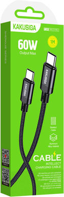 Kakusiga Geflochten USB 2.0 Kabel USB-C männlich - USB-C 60W Schwarz 1m (KSC-970-CC-BK)