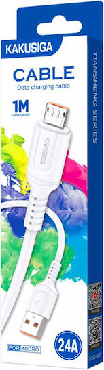 Kakusiga Regular USB 2.0 to micro USB Cable Λευκό 1m KSC-805-M-WH 1τμχ