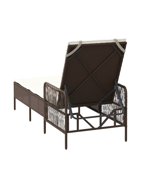 Градински и басейнови шезлонги Rattan с Възглавница Кафяв 157x55x92см