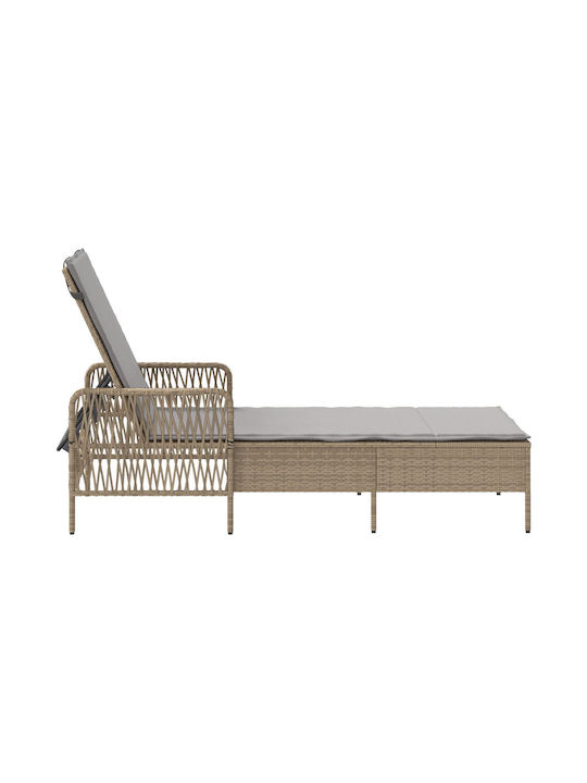 Ξαπλώστρα Rattan με Μαξιλάρι Μπεζ 157x55x92εκ.