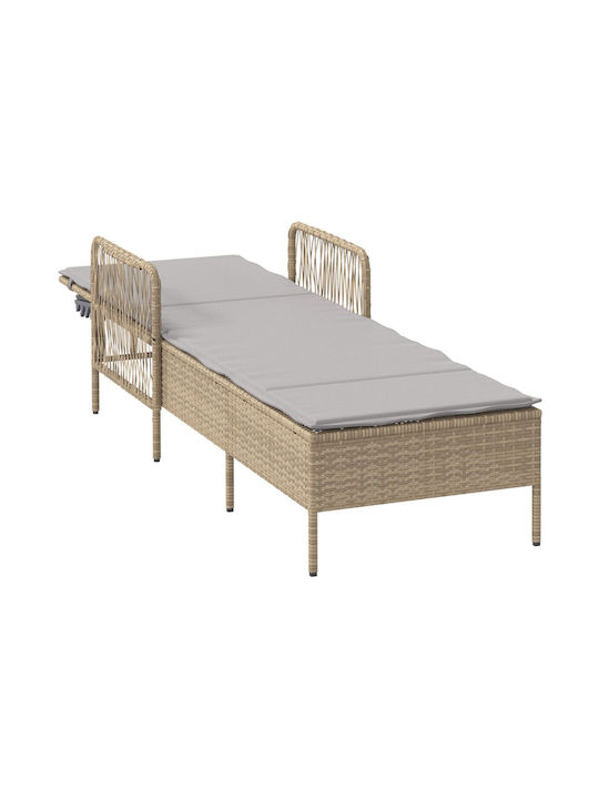 Ξαπλώστρα Rattan με Μαξιλάρι Μπεζ 157x55x92εκ.