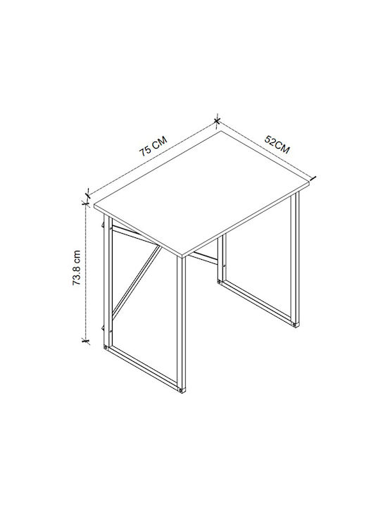Γραφείο Verne Ξύλινο Pine Oak με Μεταλλικά Πόδια 75x52x73.8εκ.