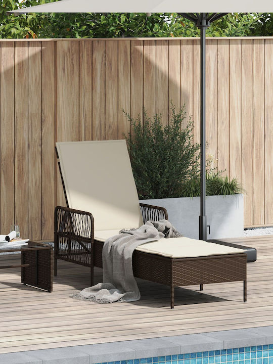 Градински и басейнови шезлонги Rattan с Възглавница Кафяв 157x55x92см