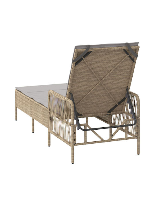 Ξαπλώστρα Rattan με Μαξιλάρι Μπεζ 157x55x92εκ.
