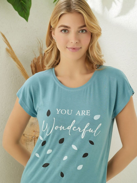Modalove Sommer Damen Pyjama-Set Light Blue