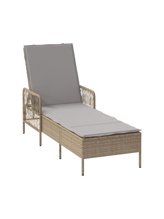 Ξαπλώστρα Rattan με Μαξιλάρι Μπεζ 157x55x92εκ.