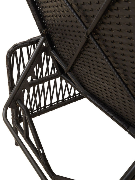 Deckchair Rattan Black 157x55x92cm.