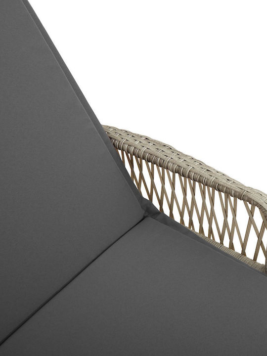 Ξαπλώστρα Rattan Γκρι 157x55x92εκ.