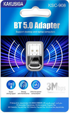 Kakusiga USB Bluetooth 5.0 Adapter με Εμβέλεια 10m (KSC-908)