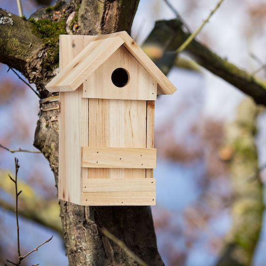 Căsuță Decorativă pentru Păsări din Lemn 25 X 16 X 14 Cm Naturală