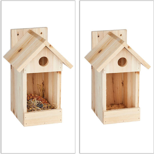 Căsuță Decorativă pentru Păsări din Lemn 25 X 16 X 14 Cm Naturală