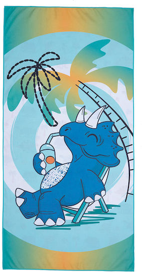 Kentia Float Kinder-Strandtuch Hellblau Dinosaurier 140x70cm