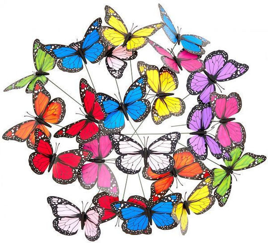 Set 36 Fluturi Decorativi de Grădină Relaxdays Multicolor PVC Metal 6.5 X 1-12 X 7 Cm