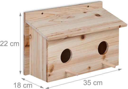 Căsuță Decorativă pentru Păsări din Lemn 22 X 35 X 18 Cm Naturală