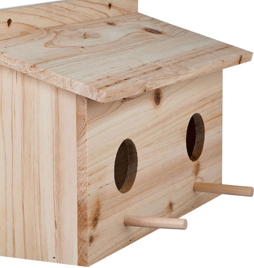 Căsuță Decorativă pentru Păsări din Lemn 22 X 35 X 18 Cm Naturală