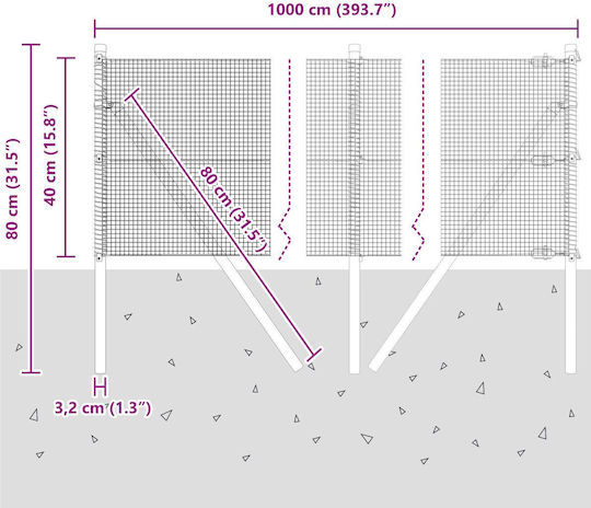 vidaXL Συρματόπλεγμα Σετ Γκρι 0.4x10m