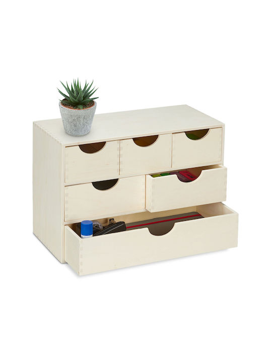 Relaxdays Jewellery Box with Drawer Beige