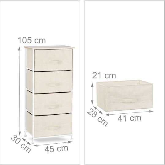 Чекмеджета за Бюро от MDF и Метал Бежови 105x45x30см