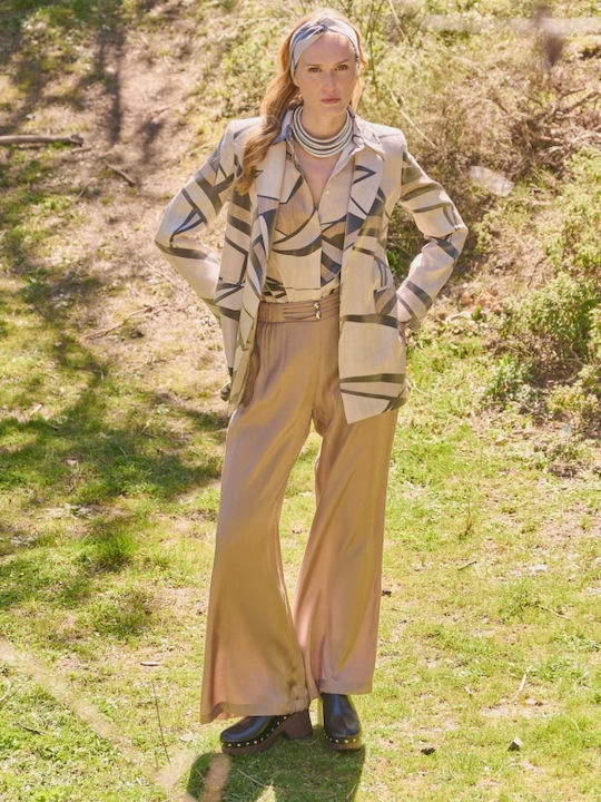 Matis Fashion Long Women's Blazer Beige