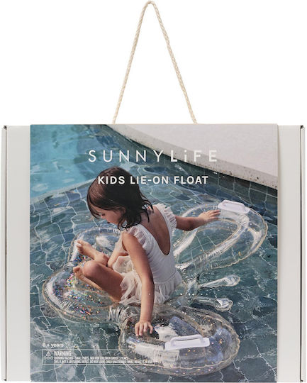 Sunnylife Παιδικό Φουσκωτό Στρώμα Θαλάσσης με Χειρολαβές Ροζ με Glitter 112x85cm