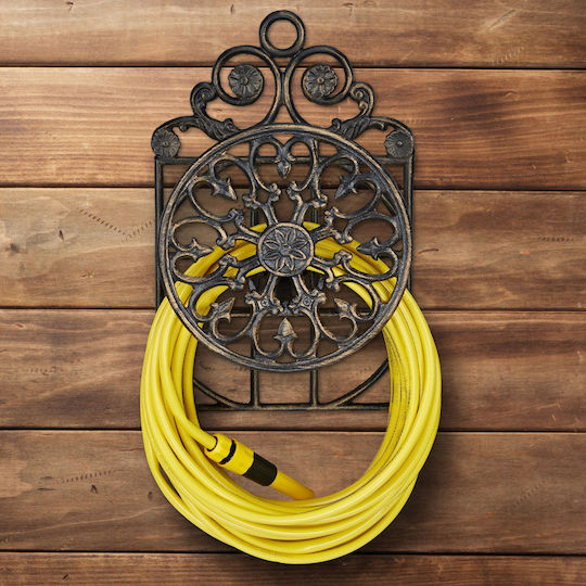 Wall Mount Hose Holder Brown Cast Iron Relaxdays 50 X 32 X 20 Cm