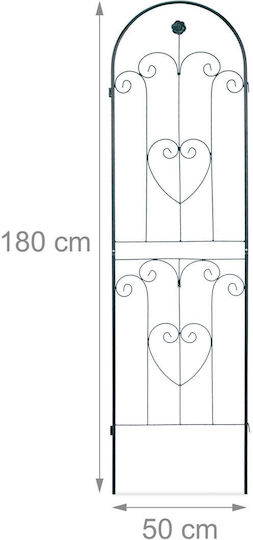 Set 2 arcade metalice pentru grădină, flori cățărătoare, verde închis, 180 x 50 cm, model A Relaxdays
