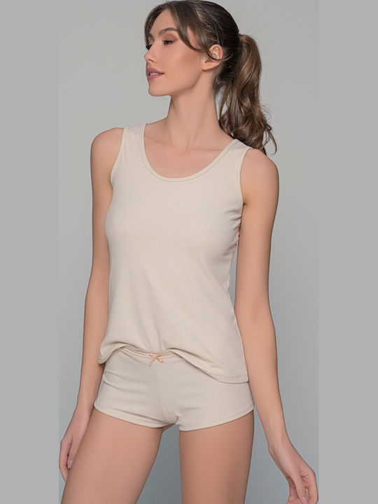 Women's T-Shirt with Spaghetti Strap Beige