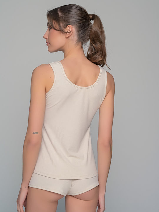 Women's T-Shirt with Spaghetti Strap Beige