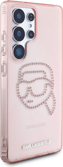 Karl Lagerfeld Karl Head Umschlag Rückseite Gehärtetes Glas 0.3mm Rosa (Galaxy S25 Ultra,Samsung S25 Ultra)