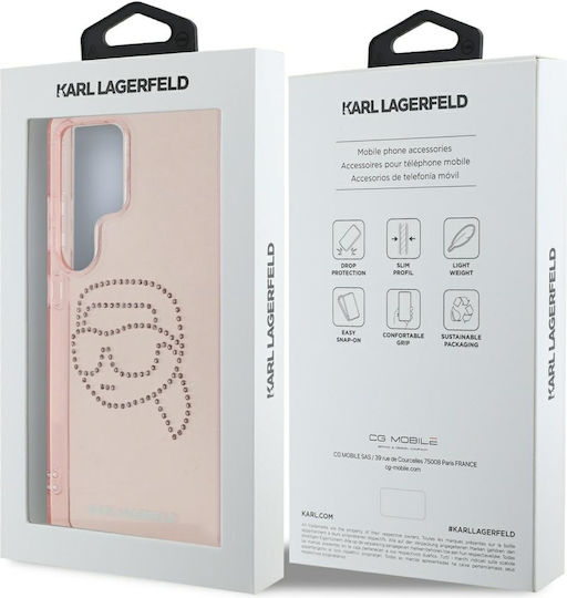 Karl Lagerfeld Karl Head Umschlag Rückseite Gehärtetes Glas 0.3mm Rosa (Galaxy S25 Ultra,Samsung S25 Ultra)