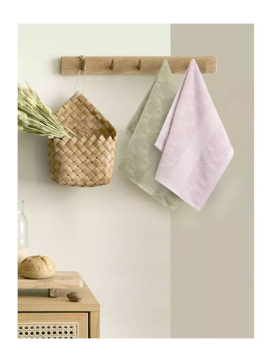 Nima Messy Towel from 100% Cotton in Green Color 40x60cm