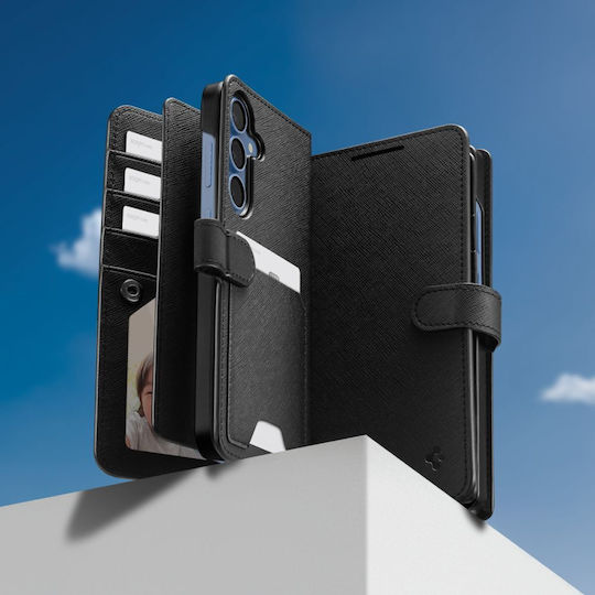 Spigen Wallet S Synthetisches Leder / Leder Schwarz (Galaxy S25+)