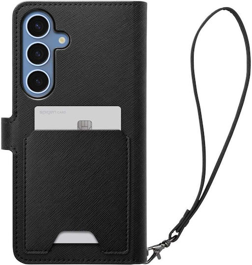 Spigen Wallet S Synthetisches Leder / Leder Schwarz (Galaxy S25+)