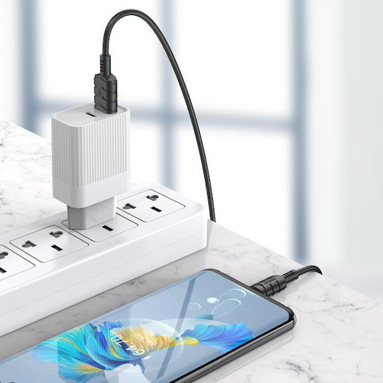 Kakusiga KSC-710 USB 2.0 Cable USB-C male - USB-A 15W Λευκό 1.2m KSC-710-C-WH