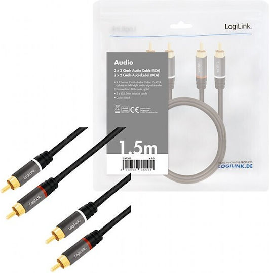LogiLink 1.5m 2x RCA male Cable (CA1203)