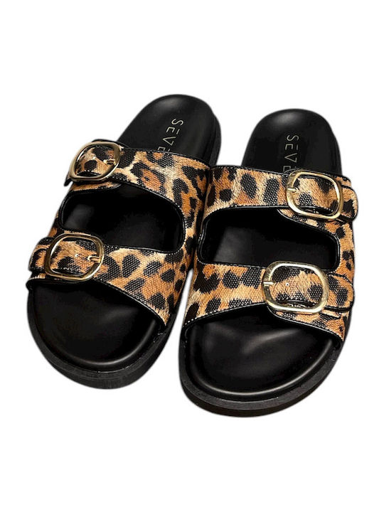 Women's Flat Sandals in Brown Color