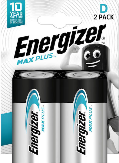 Energizer Max Plus Baterii Alcaline D 1.5V 2buc