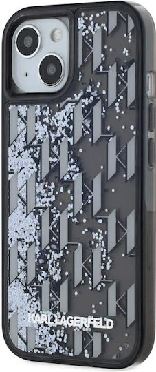 Karl Lagerfeld Liquid Glitter Monogram Gradient Umschlag Rückseite Kunststoff / Silikon Schwarz (iPhone 15)