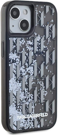 Karl Lagerfeld Liquid Glitter Monogram Gradient Umschlag Rückseite Kunststoff / Silikon Schwarz (iPhone 15)