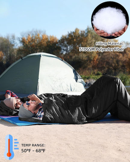 Sportneer Sleeping Bag Μονό Black