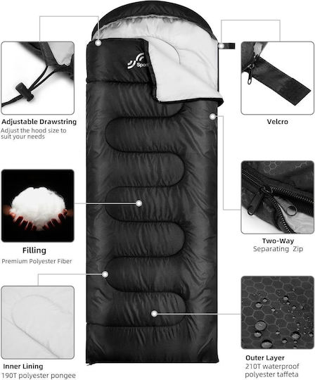 Sportneer Sleeping Bag Μονό Black
