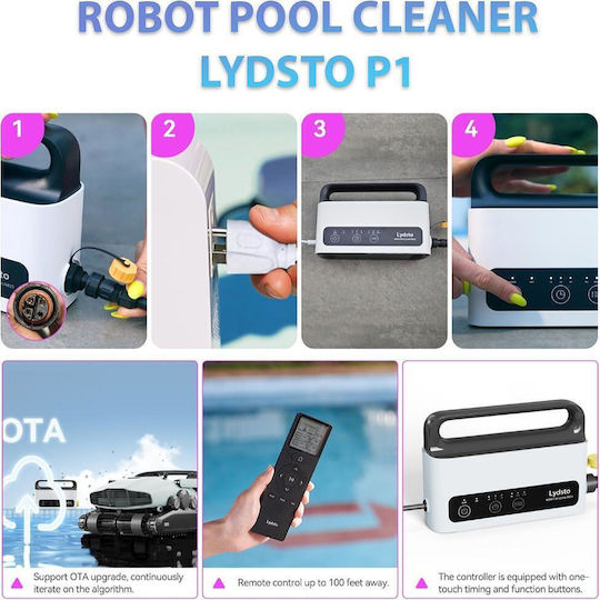 Xiaomi Lydsto P1 Жичен Робот За Басейн 150W Дъно Стени Водолиния За Басейни 180 Квадратни С Капацитет На Филтъра 3 Литра