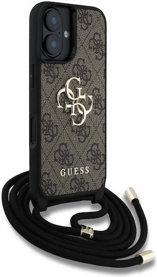 Guess Umschlag Rückseite Leder mit Band Braun (iPhone 16 Plus)