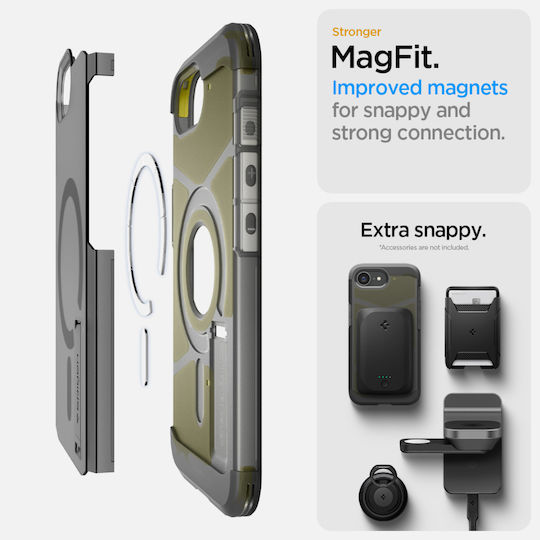 Spigen Tough Armor AI (MagFit) Back Cover Silicone / Plastic 2mm Frost Black (iPhone 17e / 16e)