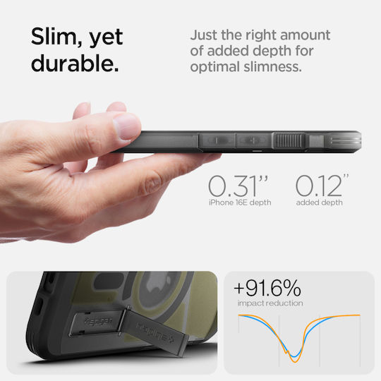 Spigen Tough Armor AI (MagFit) Back Cover Silicone / Plastic 2mm Frost Black (iPhone 17e / 16e)