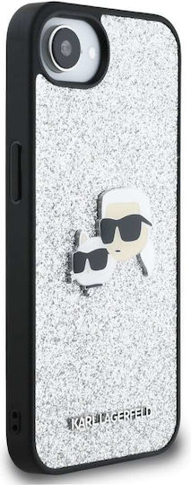 Karl Lagerfeld Ikonik Metal Pin Silicone Plastic Silver Back Cover (iPhone 17e / 16e)